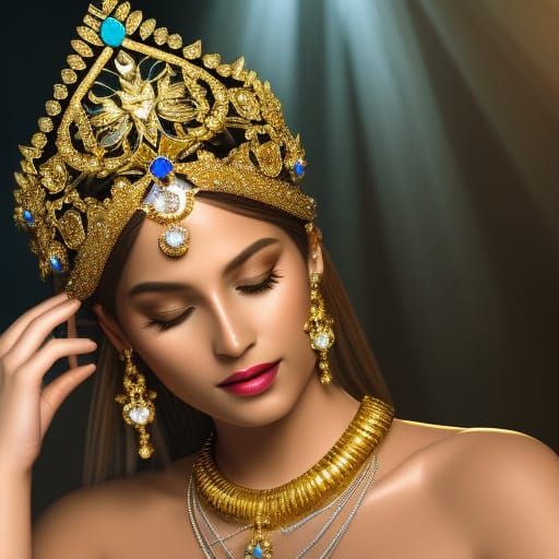 photoillustration, Fantasy, Gold Crown of diamond water droplets