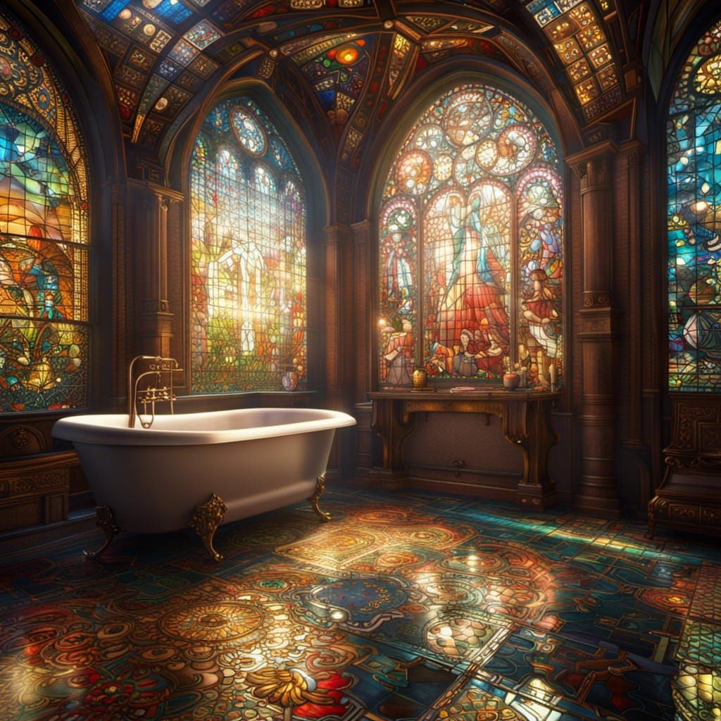 A stained glass bathtub. AI Generated Artwork NightCafe Creator