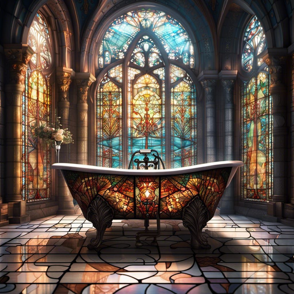 A stained glass bathtub. AI Generated Artwork NightCafe Creator