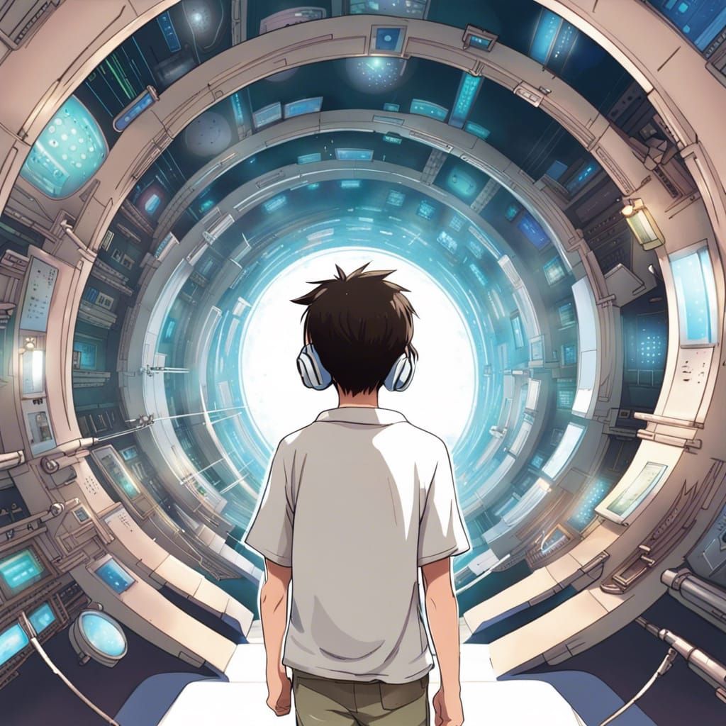 an illustration by Hideki Mori of a huge scientific complex ...