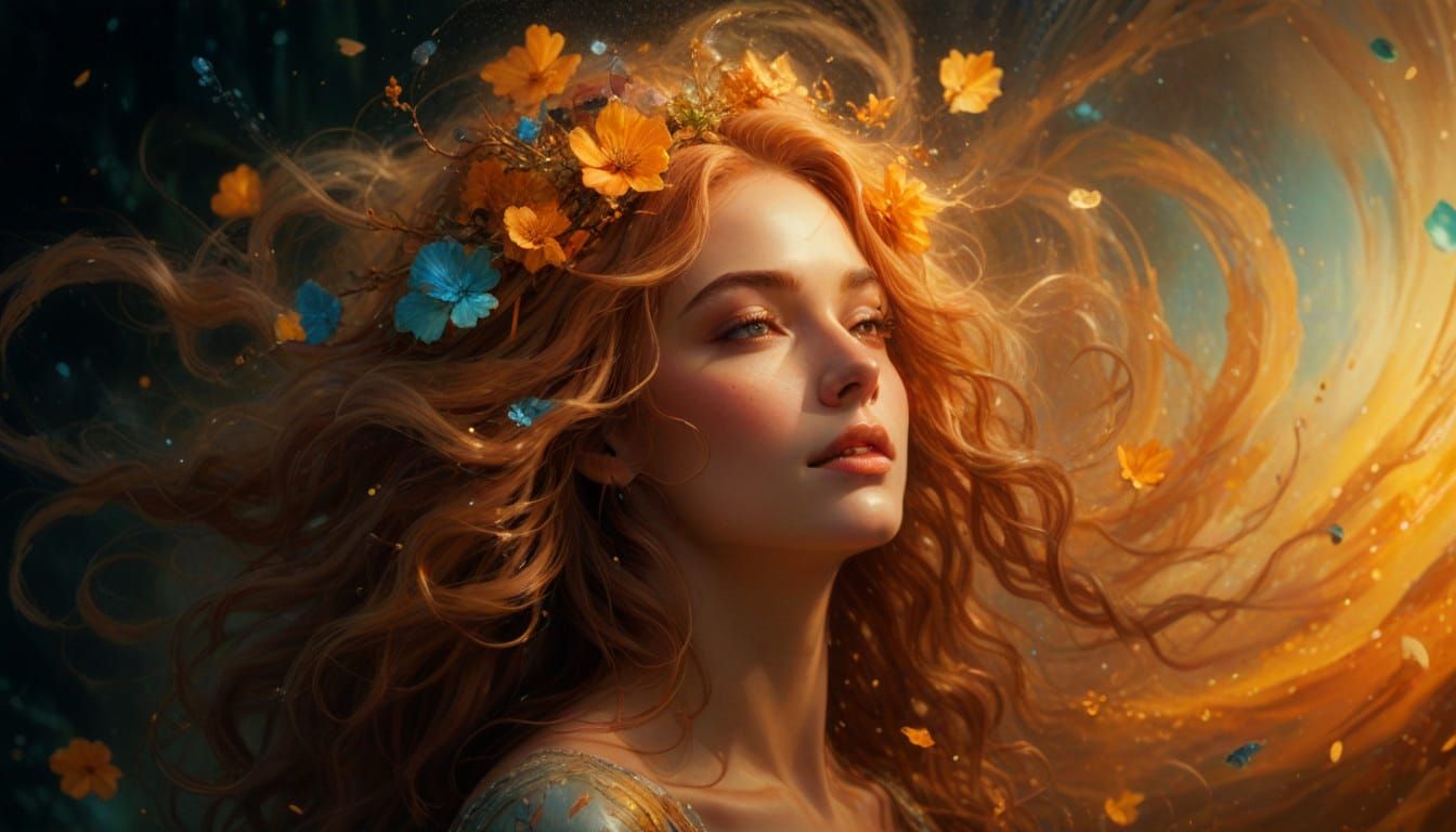 Dreamlike Fantasy Portrait in Vibrant Oil Painting