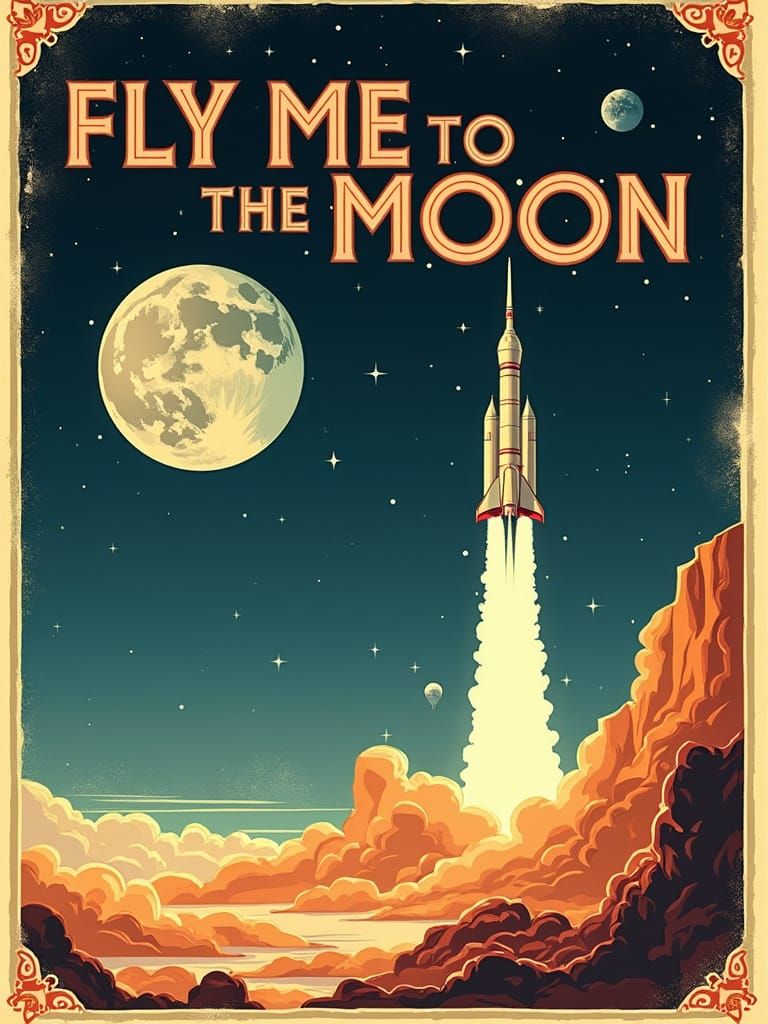 Vintage Lunar Travel Poster  by @Staircase Flash