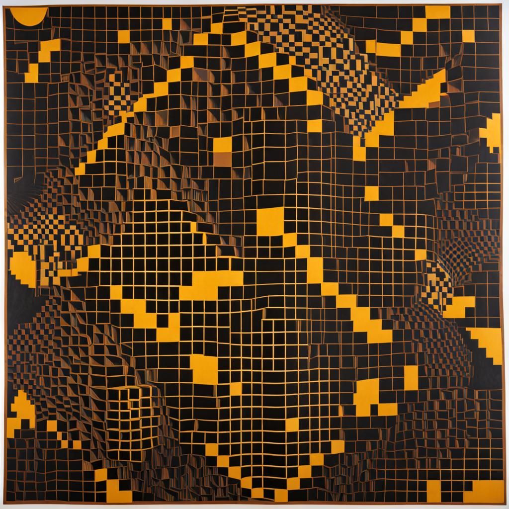 Eldritch forest, geometry, style of Victor Vasarely