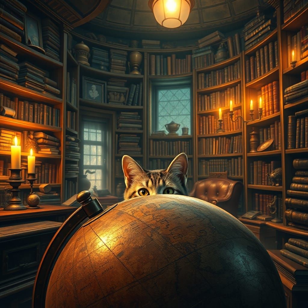 Cat in a Library