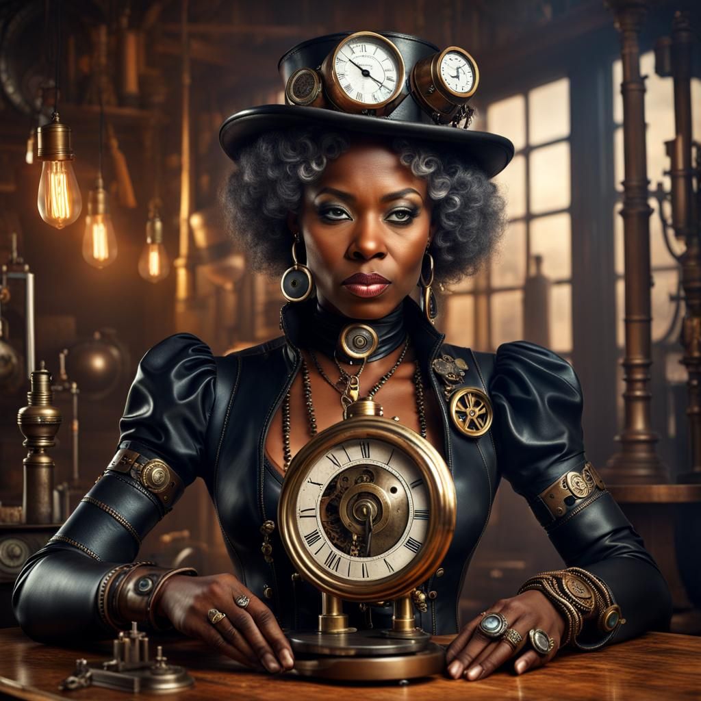 Steampunk black woman - AI Generated Artwork - NightCafe Creator