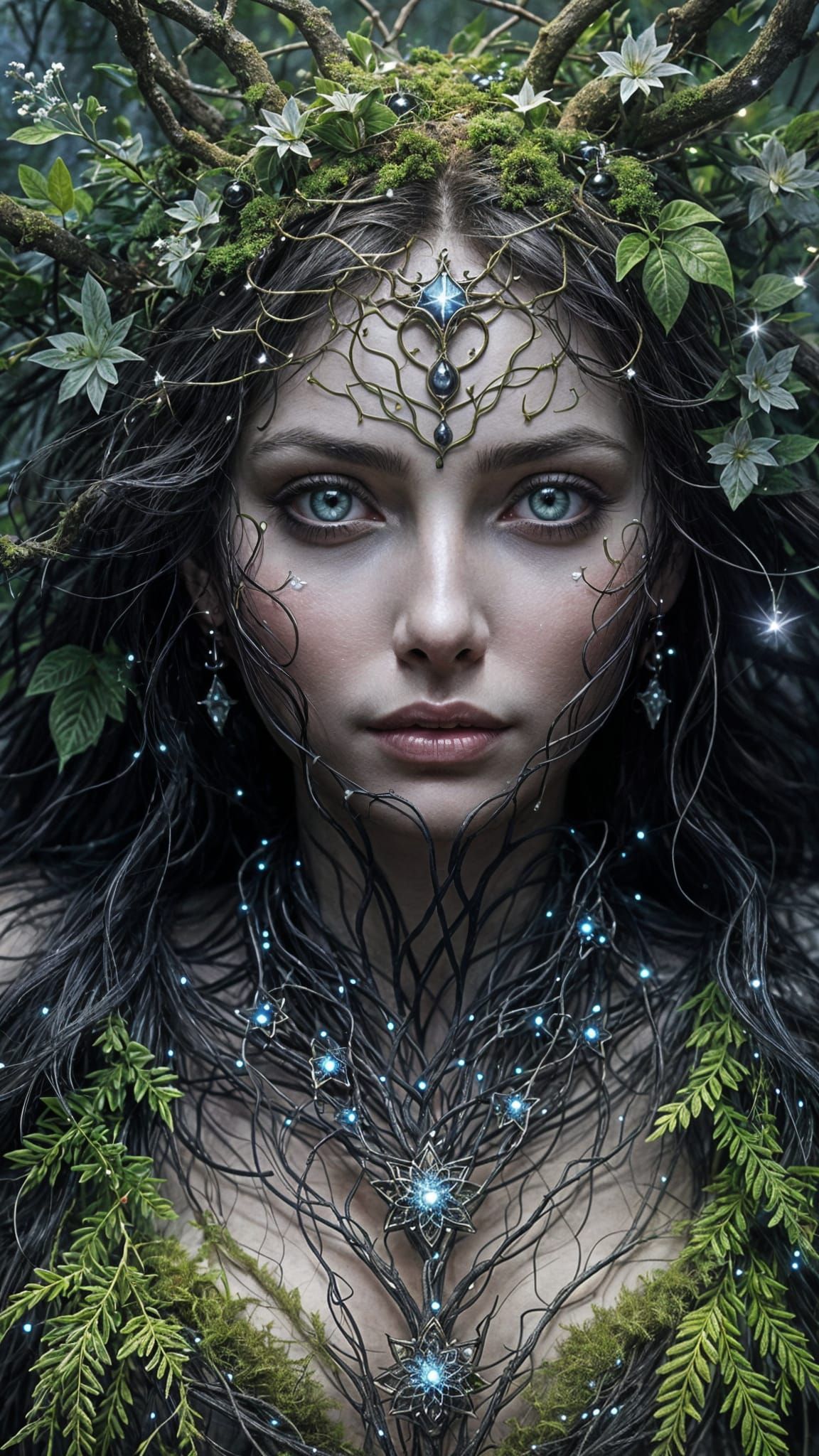 Mystical Goddess in Starlit Realm