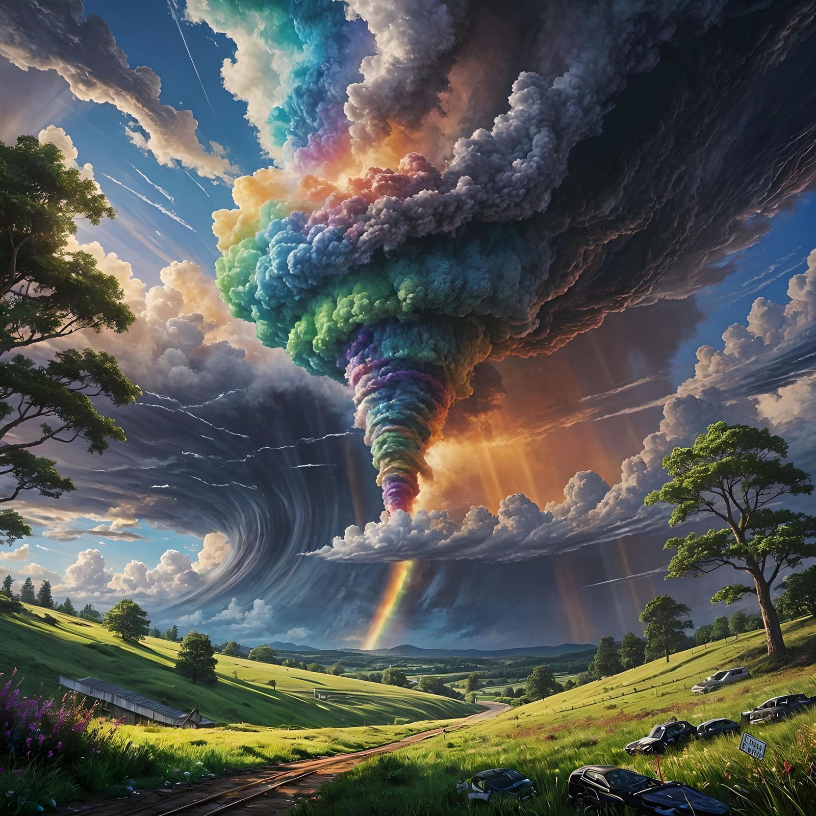 A rainbow tornado touching down  by @SPRINKLES