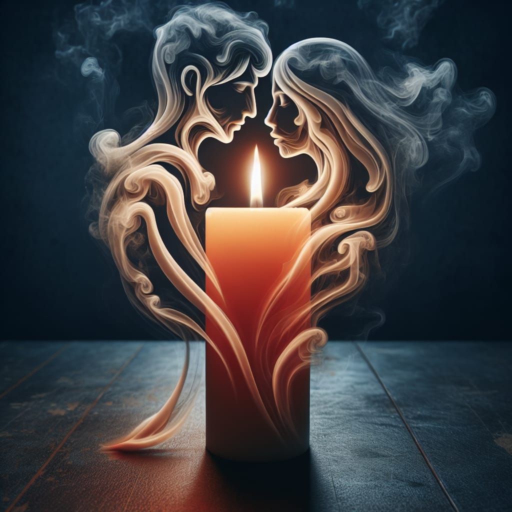 Romantic candle smoke