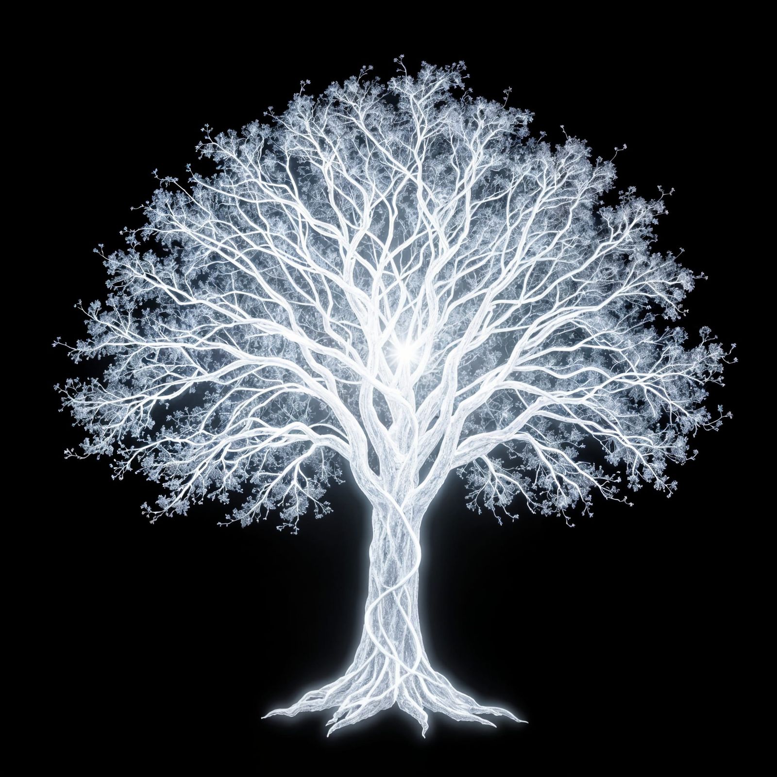 a brilliant white tree, made of pure silver light, high contrast, shiny  by @SirEdmund
