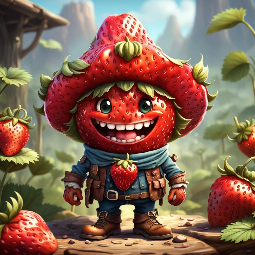 A rootin' tootin' strawberry  by @Witchyluck