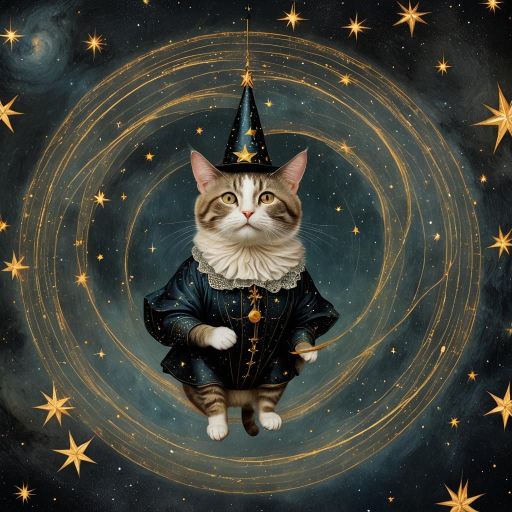 Space cat, circus cat, cute cat. 