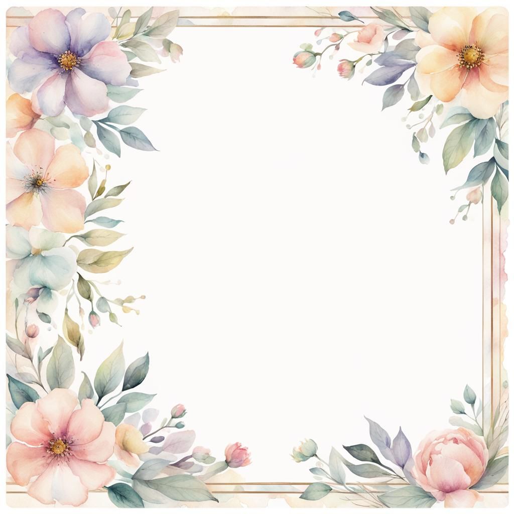 rectangular lined notebook page boarder soft watercolor flowers in ...