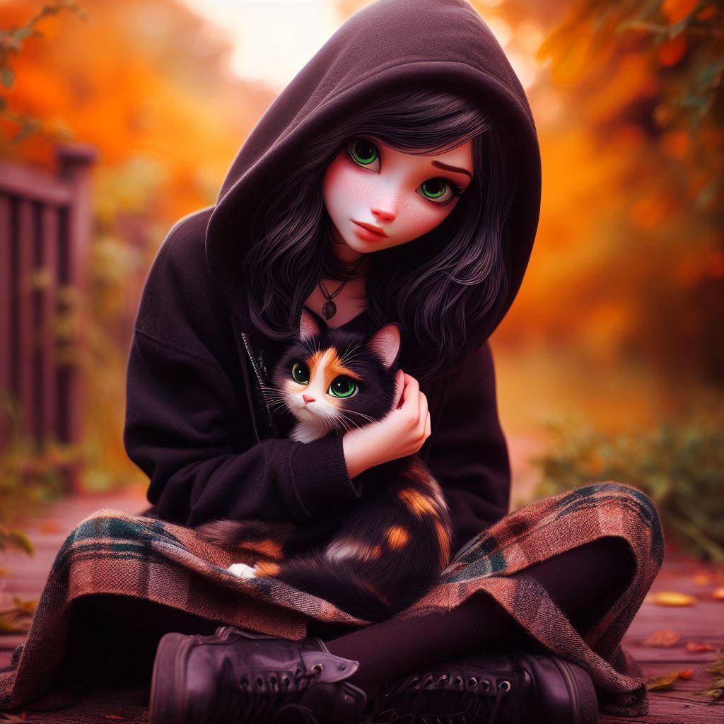 Girl and cat