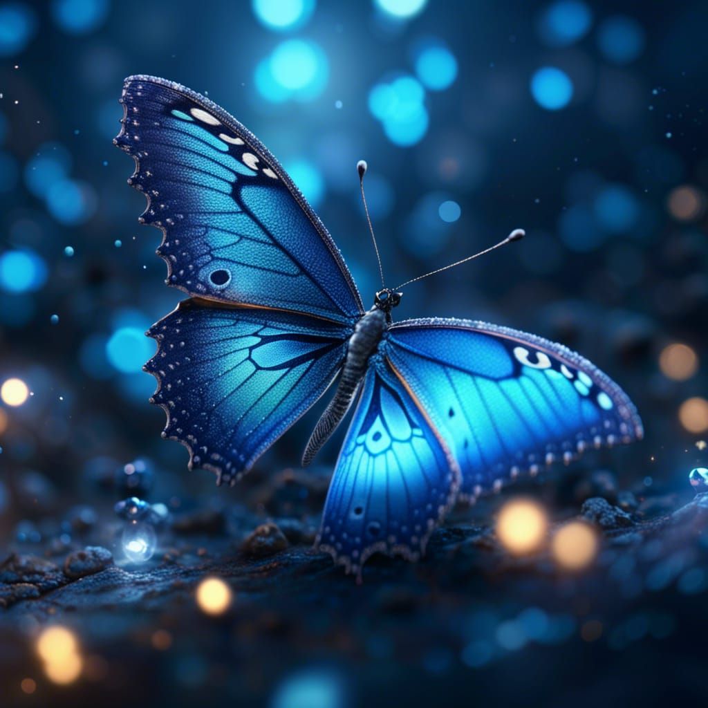 Sparkling Blue Butterfly  by @Mystical_Stars