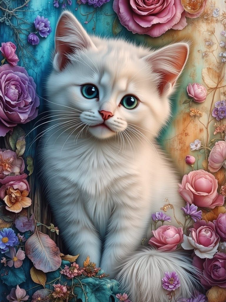 Kitten Amongst the Flowers   by @GypsyLee
