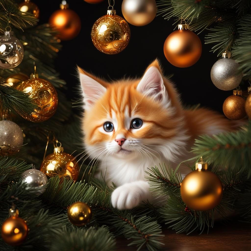 Christmas kitten - AI Generated Artwork - NightCafe Creator