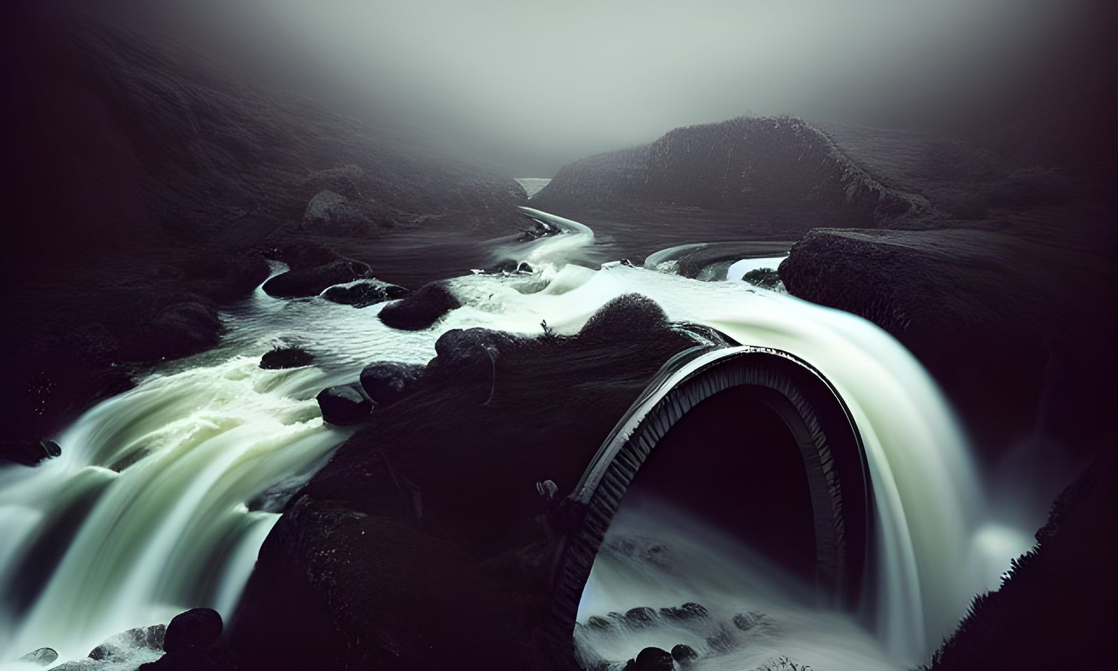 An Arch Bridge Over a Raging Torrent