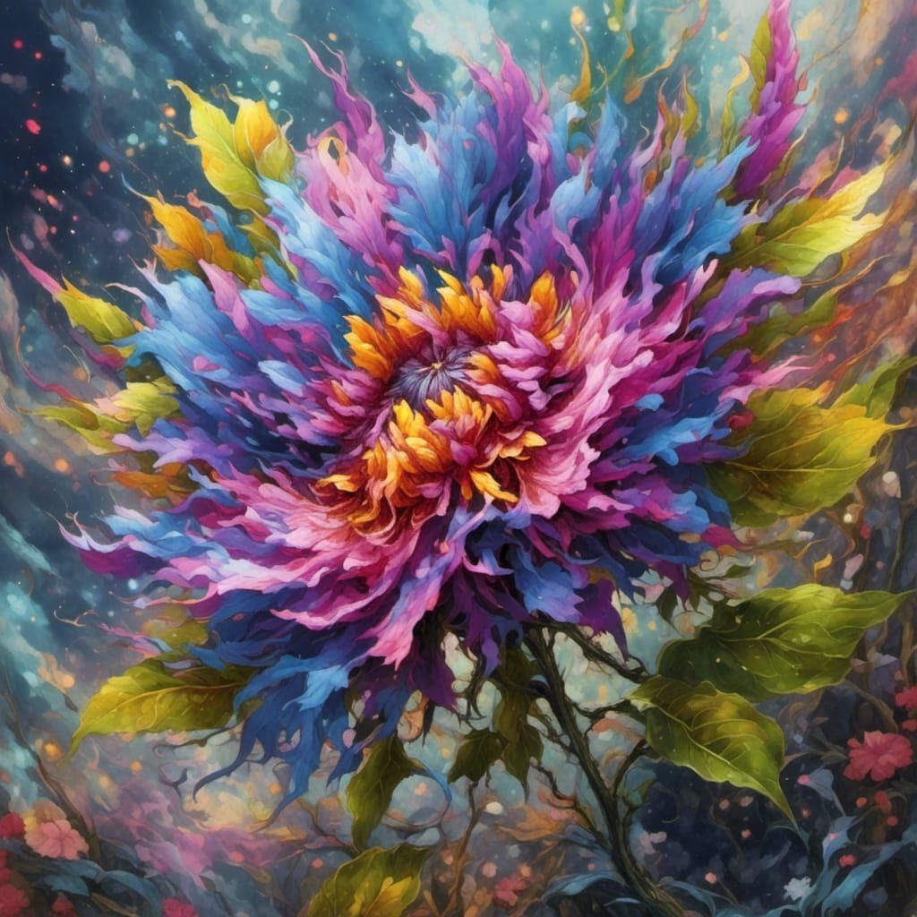 Anime Flower with Splatter Effect