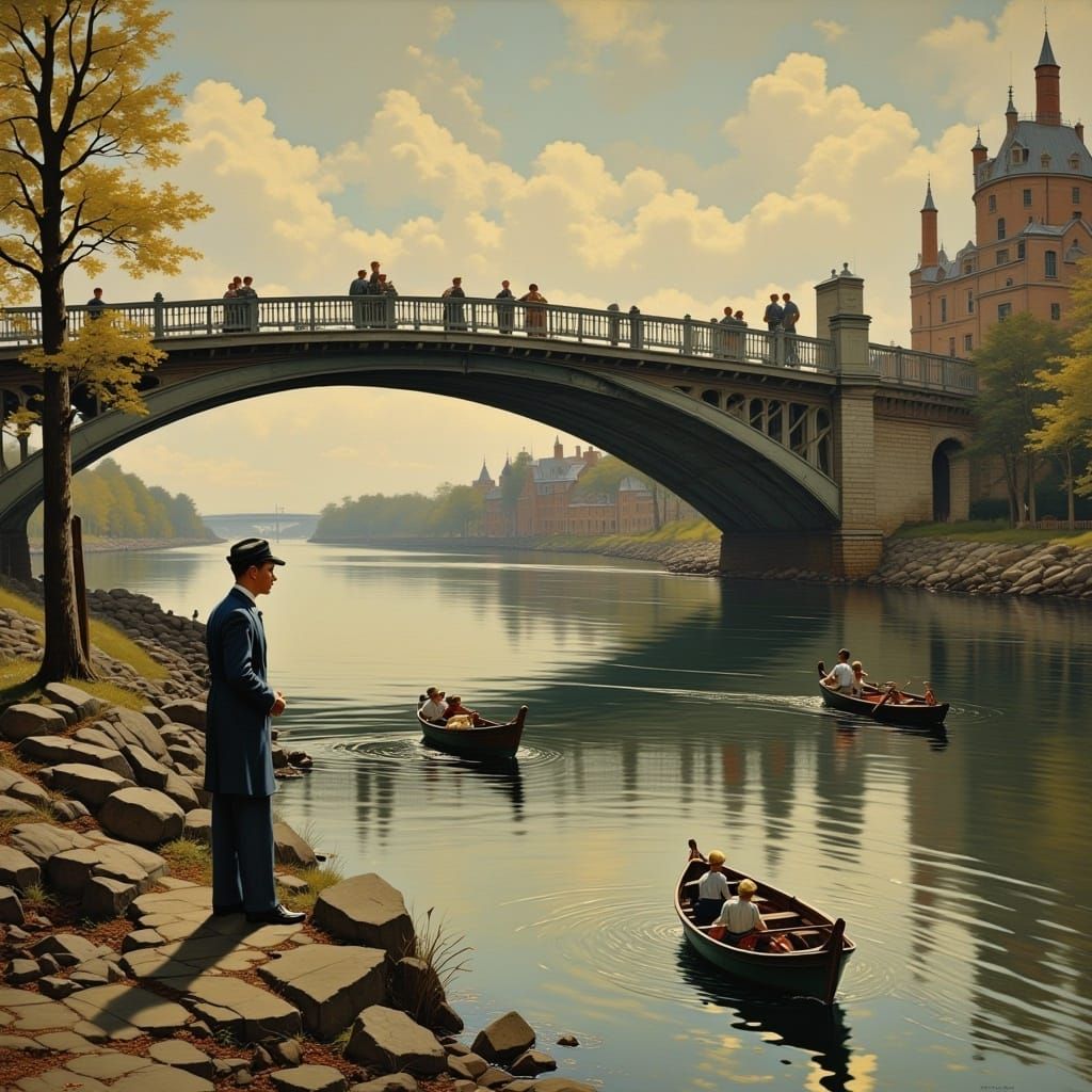 <lora:Norman Mockwell:1.0>
original 1926 painting of a 1926 River Thames by Norman Rockwell, breath-taking, beautiful, painting, norman rock...