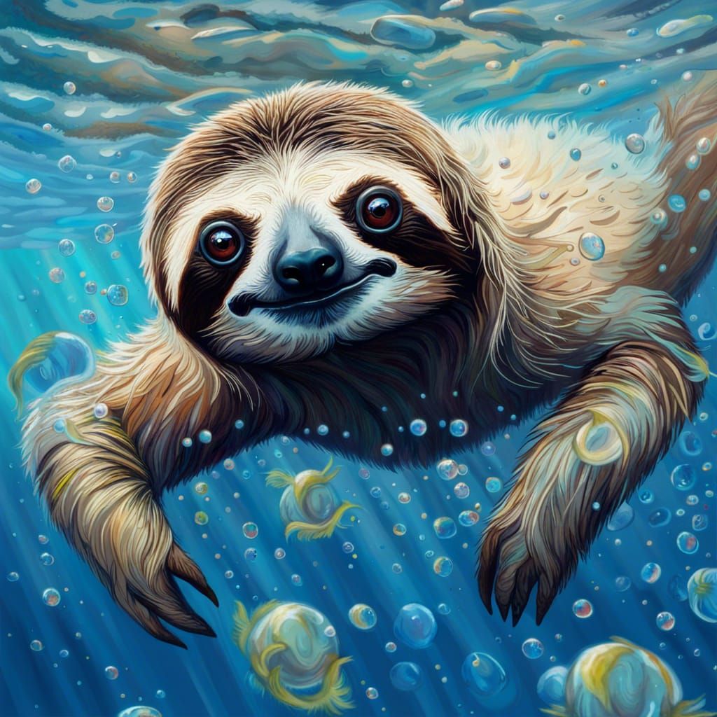 Underwater sloth - AI Generated Artwork - NightCafe Creator