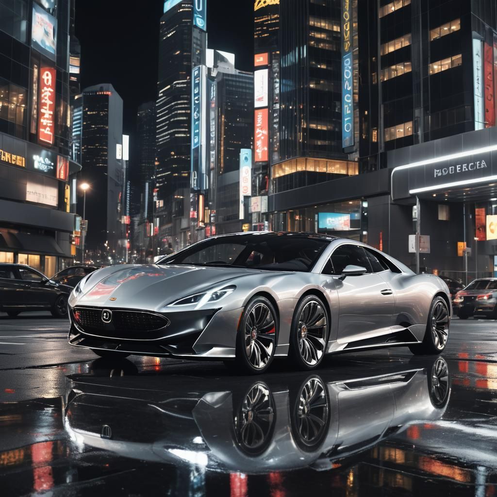 Sleek Silver Concept Car in Hyper-Realistic Digital Art
