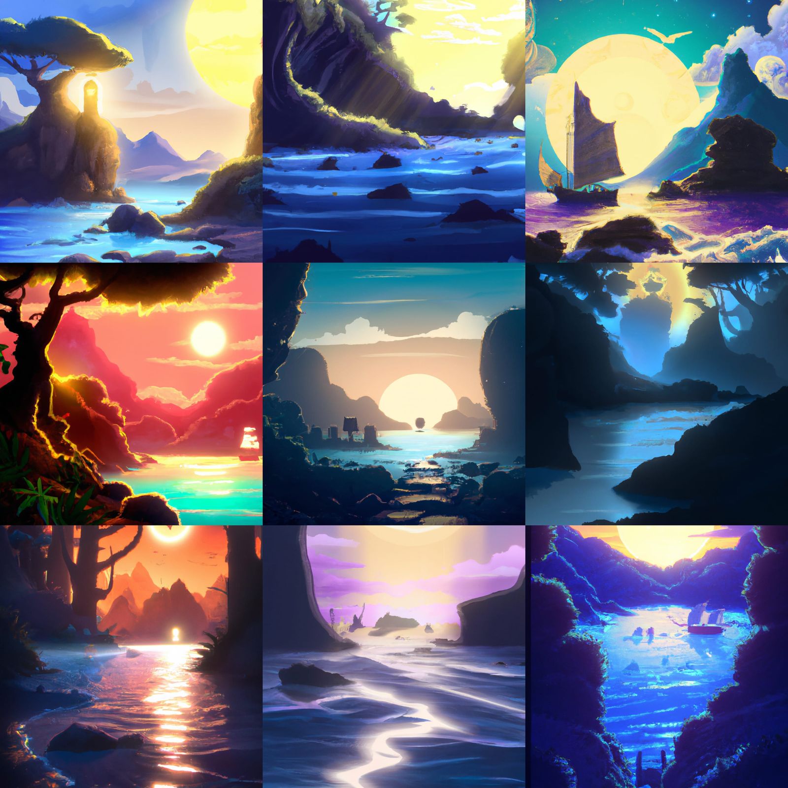 Studio Ghibli radiant seascape fantasy
