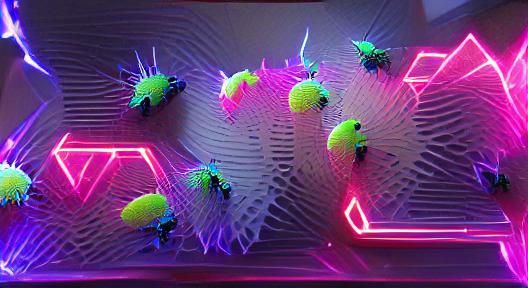 3D neon swarm