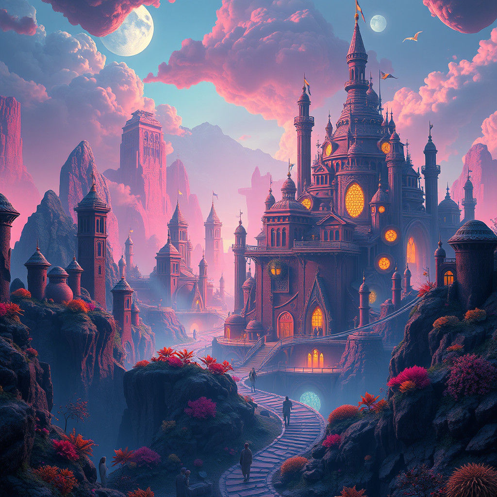 Mystical Industrial Landscape in Unreal Engine 5 Style