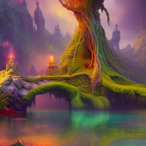 The Magical Tree of Fairyland - AI Generated Artwork - NightCafe Creator