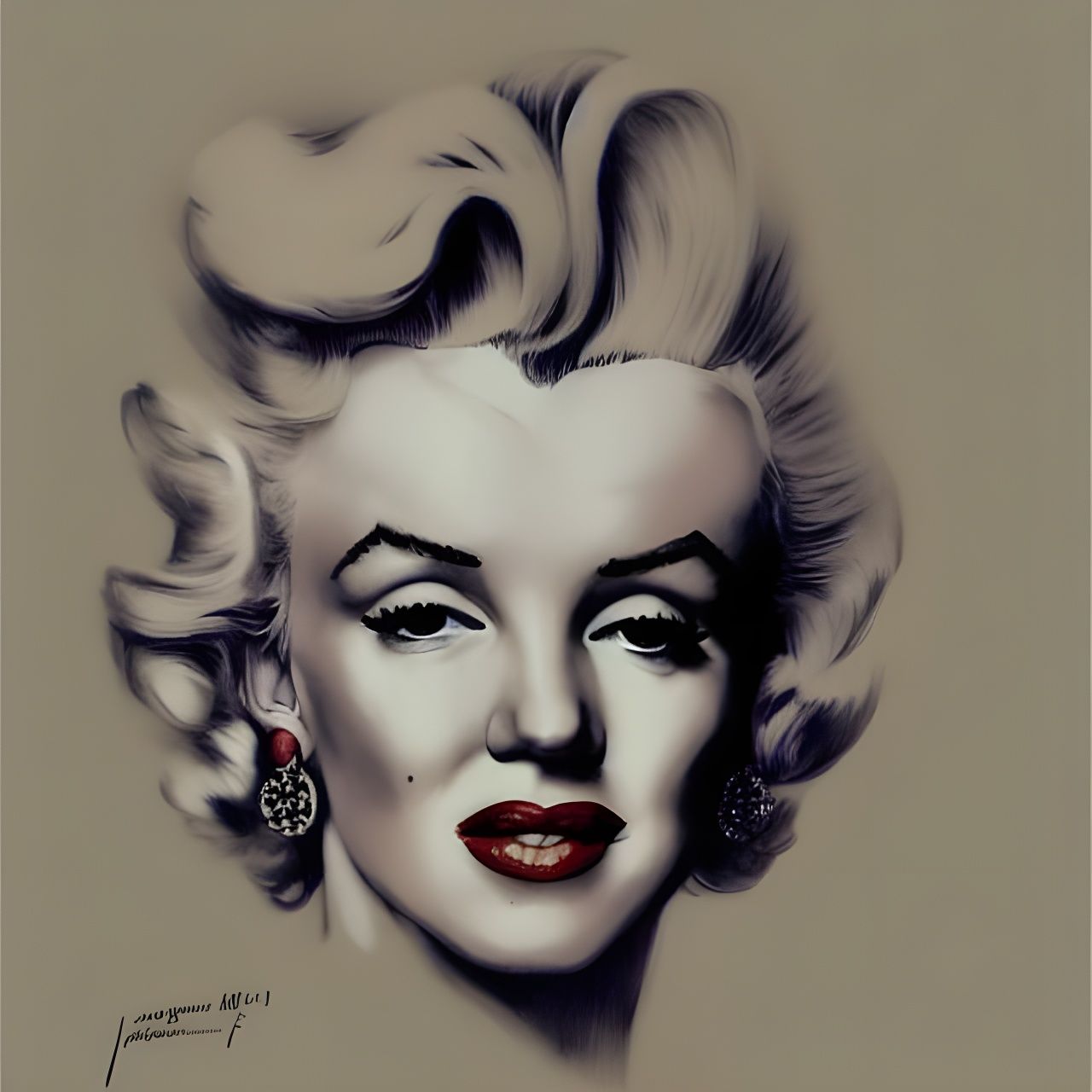 Portrait Of Marilyn Monroe Like Created By Jean Baptiste Monge Ai Generated Artwork