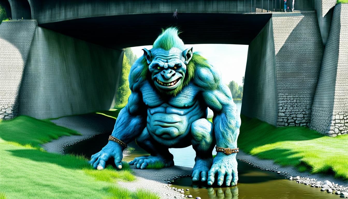 Ugly troll under a bridge