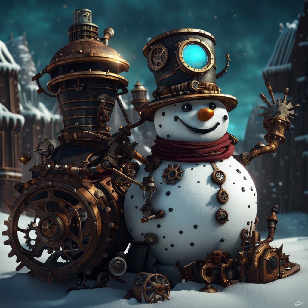 Steampunk snowman  by @Luna