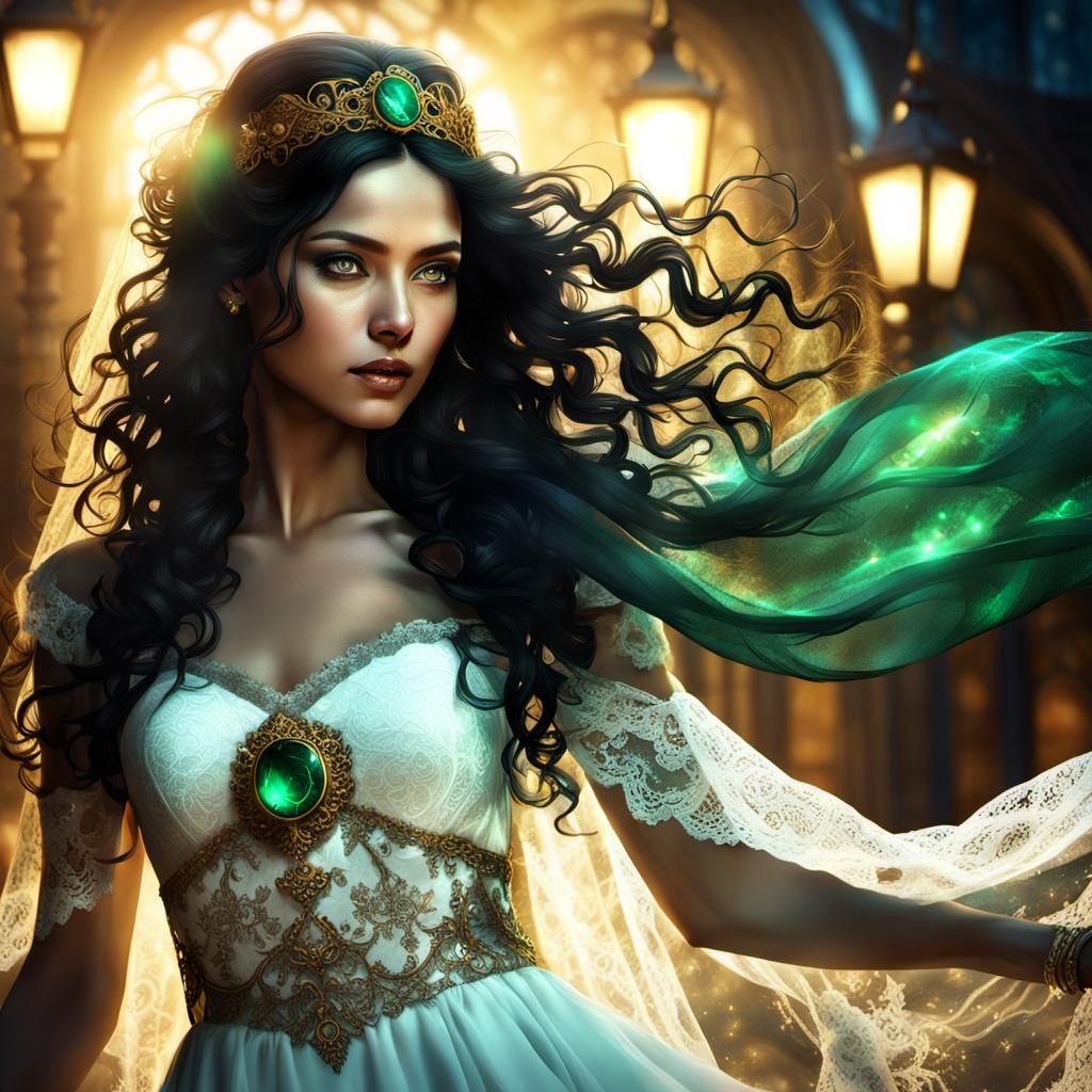 Steampunk Portrait of Woman with Black Hair