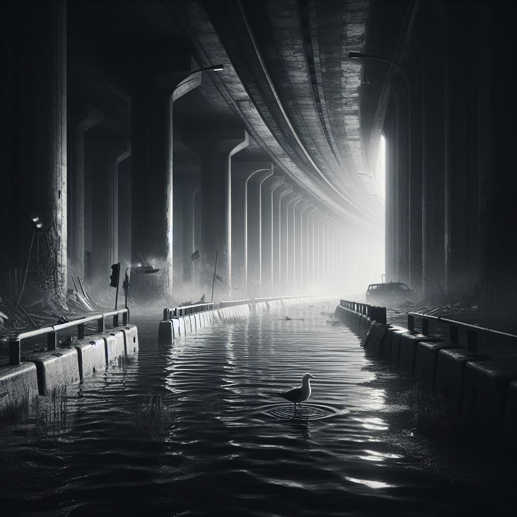 desolated flooded road