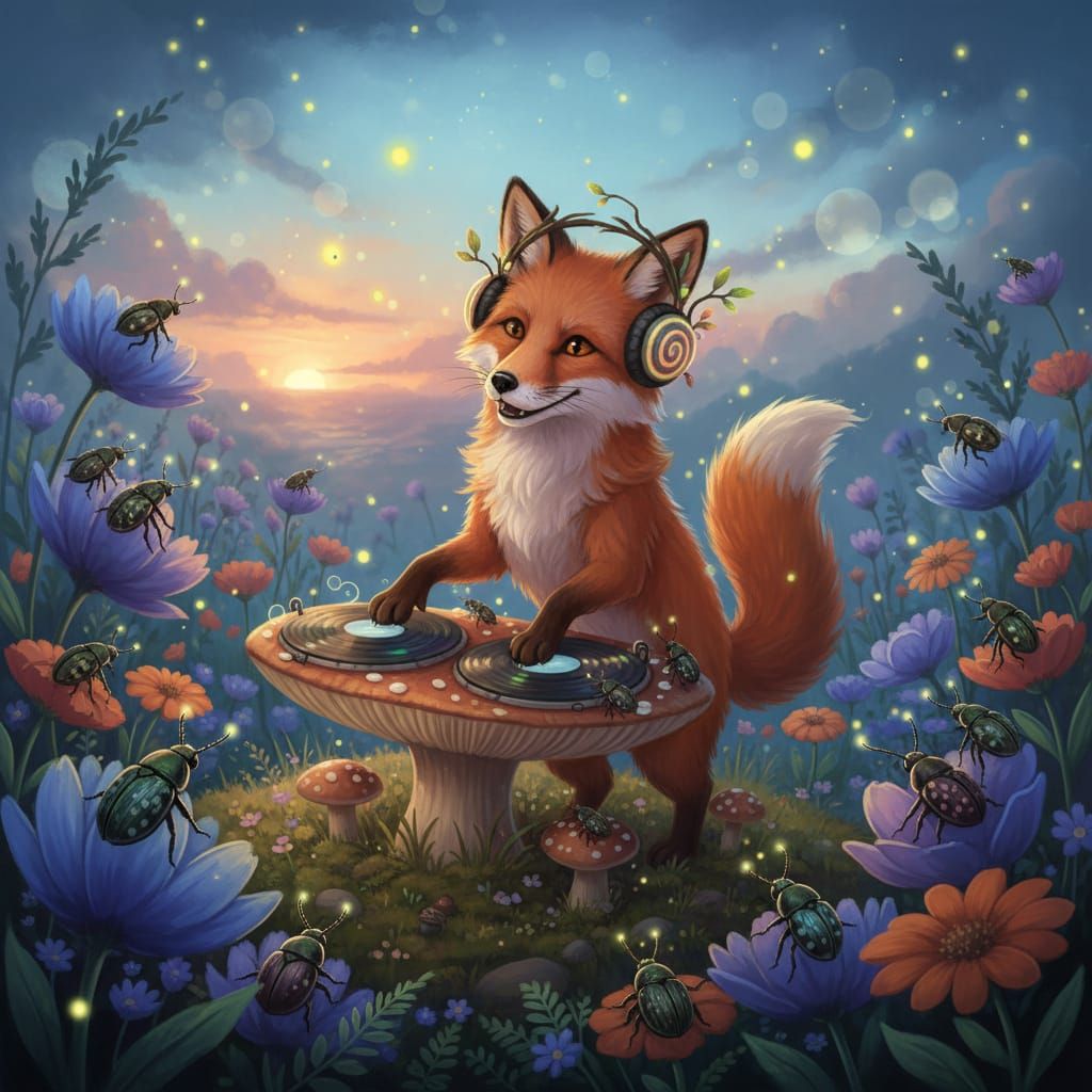 Fox DJ in the Meadow