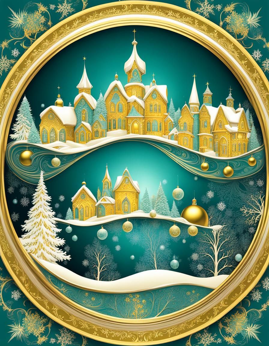 victorian christmas with snow. christmas village with intricately