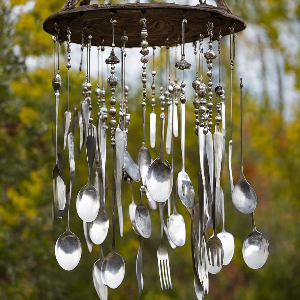 Wind Chimes made from old silverware AI Generated Artwork NightCafe