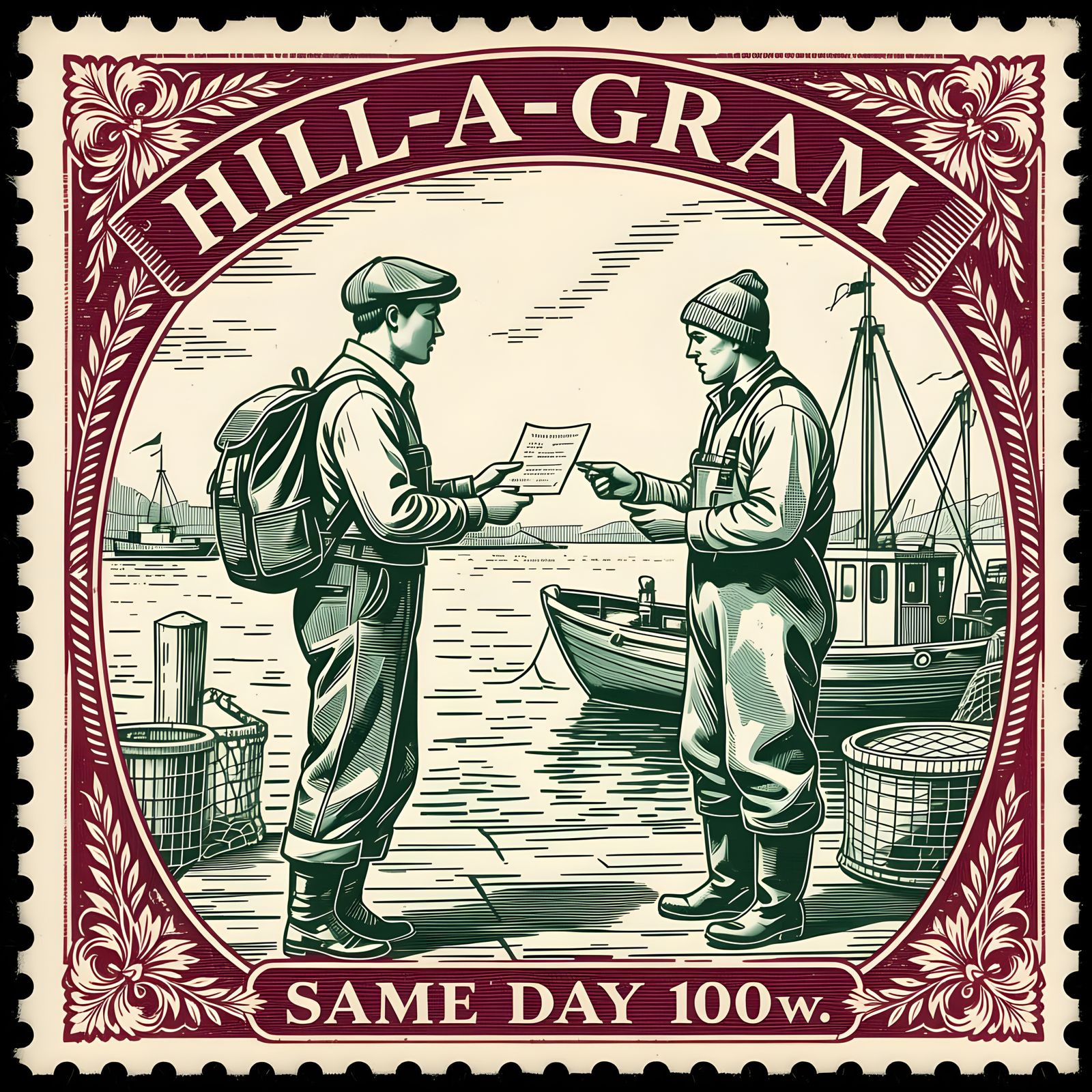 Vintage Stamp Design with Aged Corners