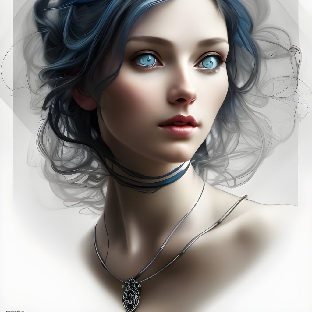 Beautiful dark haired woman. Pewter. Necklace. Silver. Head ...