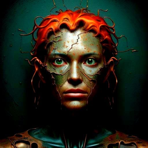 Weathered Metal Landscape in Vibrant Colors