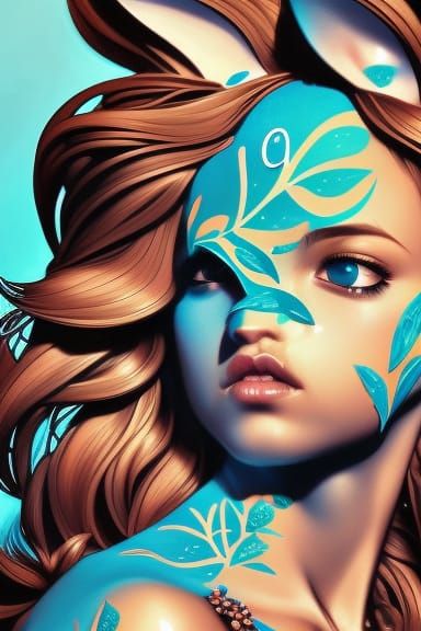 Tropical paradise  bunnie girl head and shoulders portrait, ...