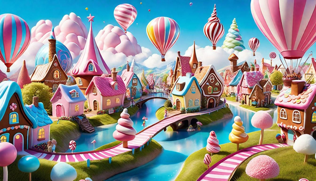 Fairyteil candy village made of sweets AI Generated Artwork