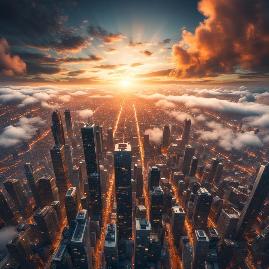 Modern city above the clouds