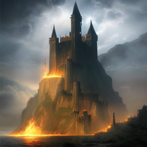 fiery castle - AI Generated Artwork - NightCafe Creator