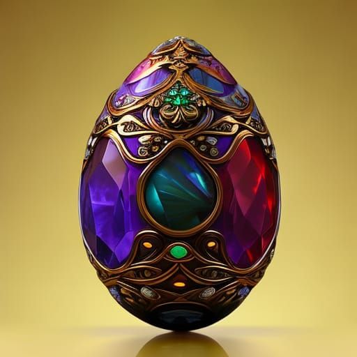 Highly detailed, digital painting, decorated ornate gemstone egg, Russian.    by @GreenNails