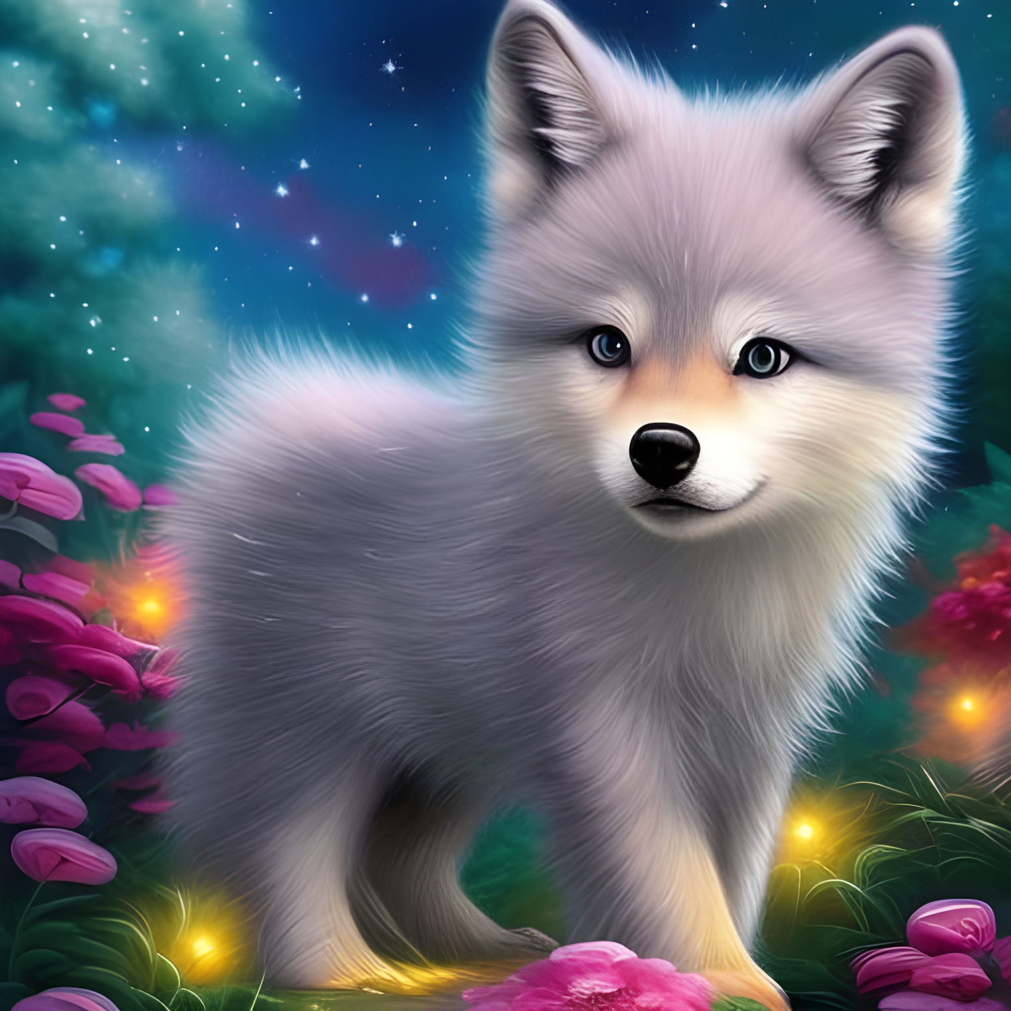 Cute Baby Wolf - AI Generated Artwork - NightCafe Creator