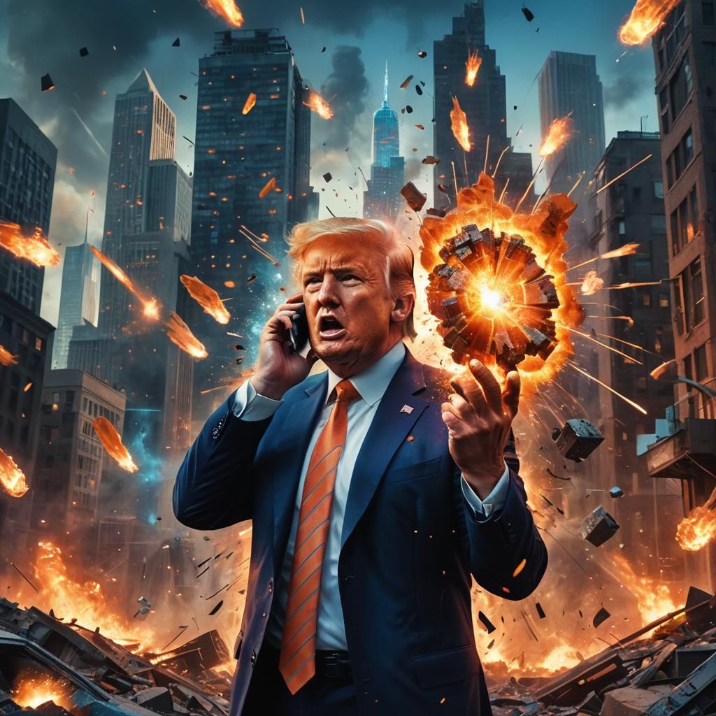 Phone Exploding in Ear: Cinematic Digital Art