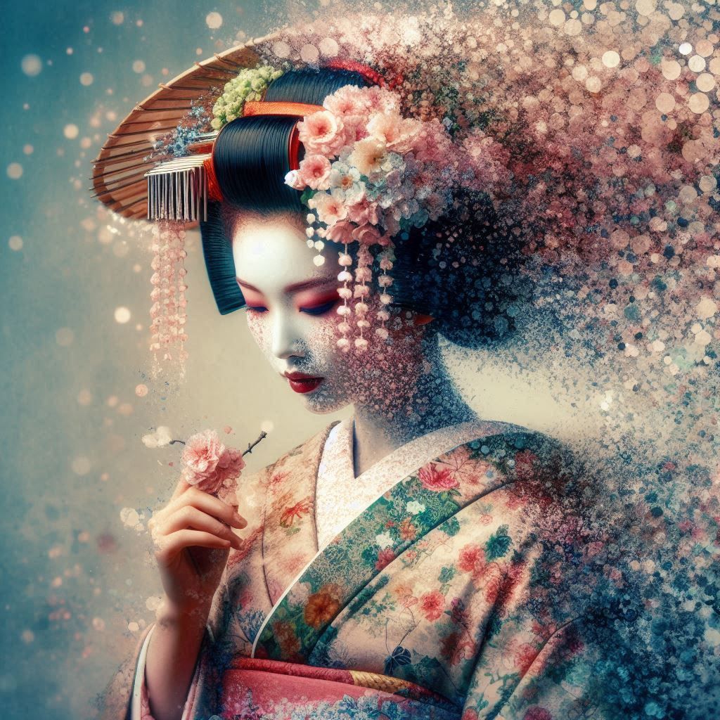 double exposure beautiful fantasy DALL-E 3 portrait landscape..