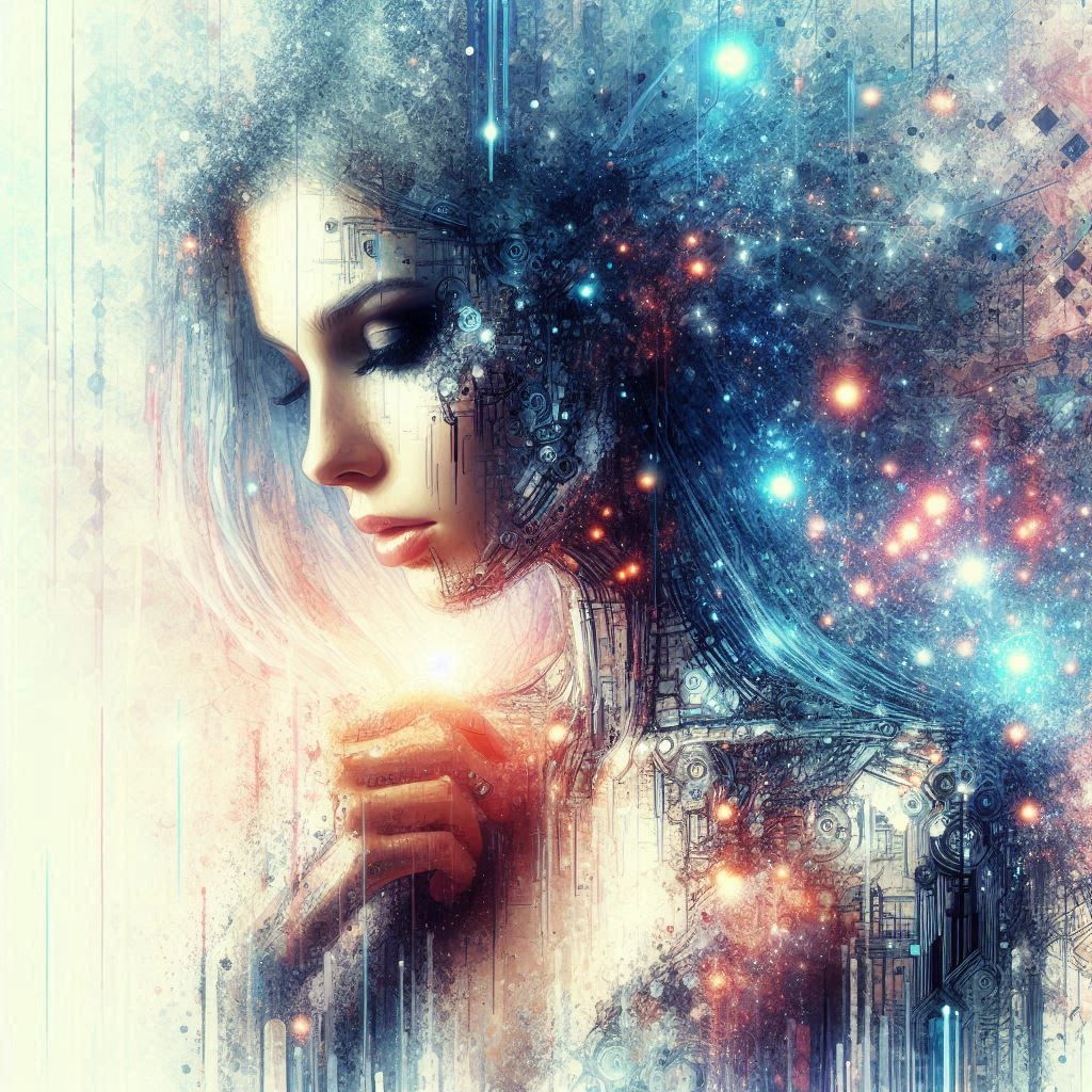double exposure beautiful fantasy DALL-E 3 portrait landscap...