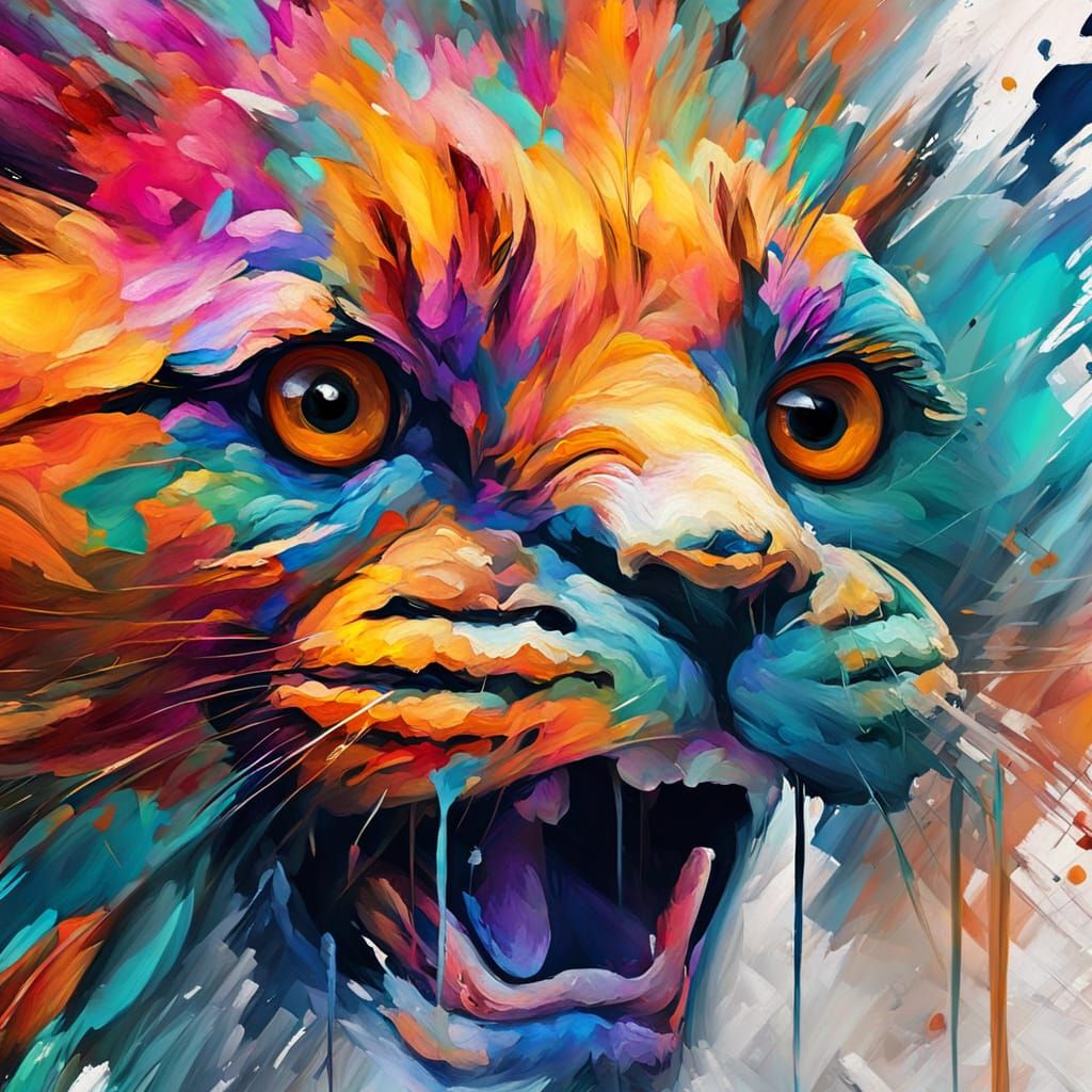 Expressionist Painting: Hand with Brush in Studio